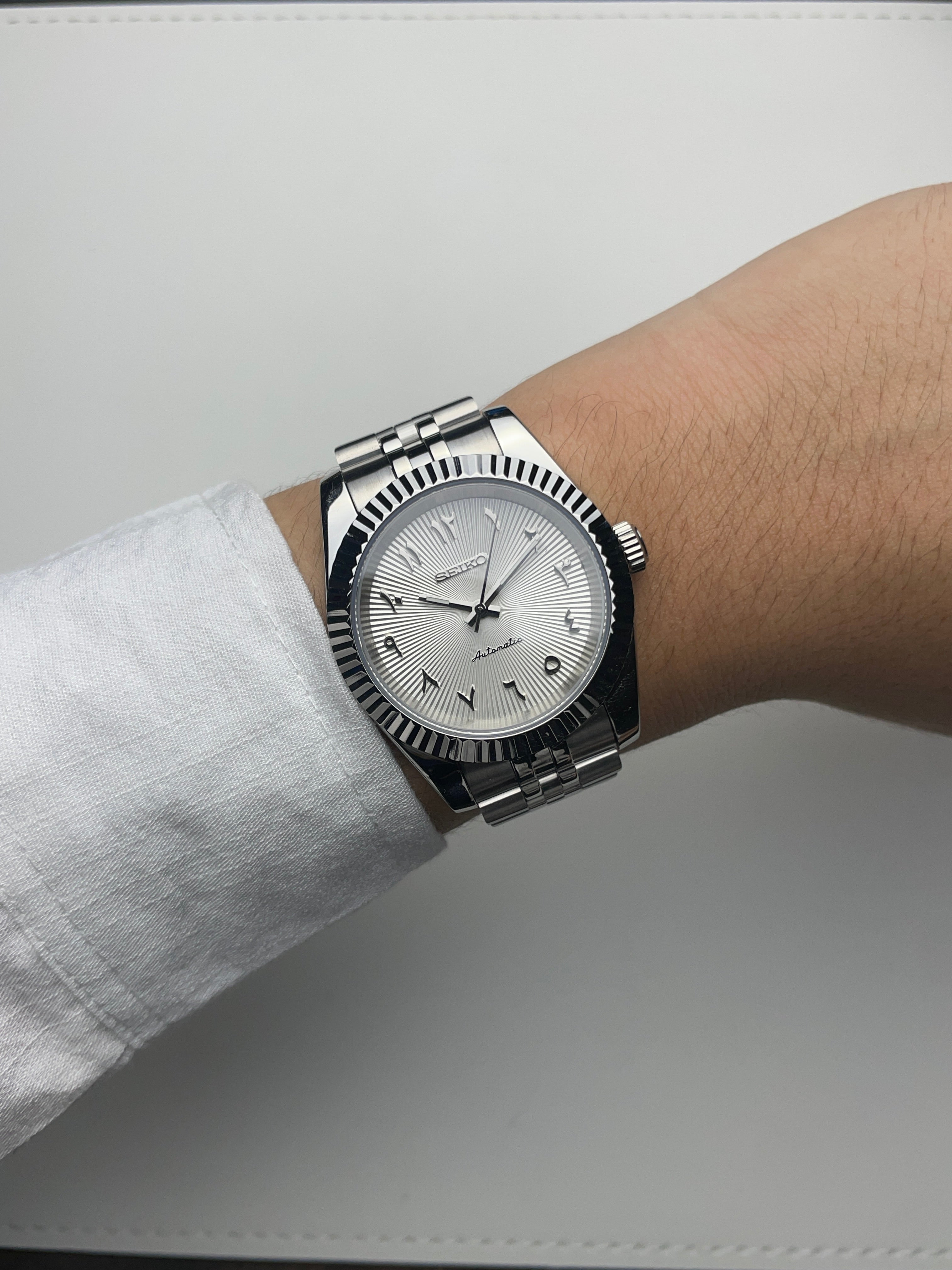 White Arabic Datejust Seiko mod