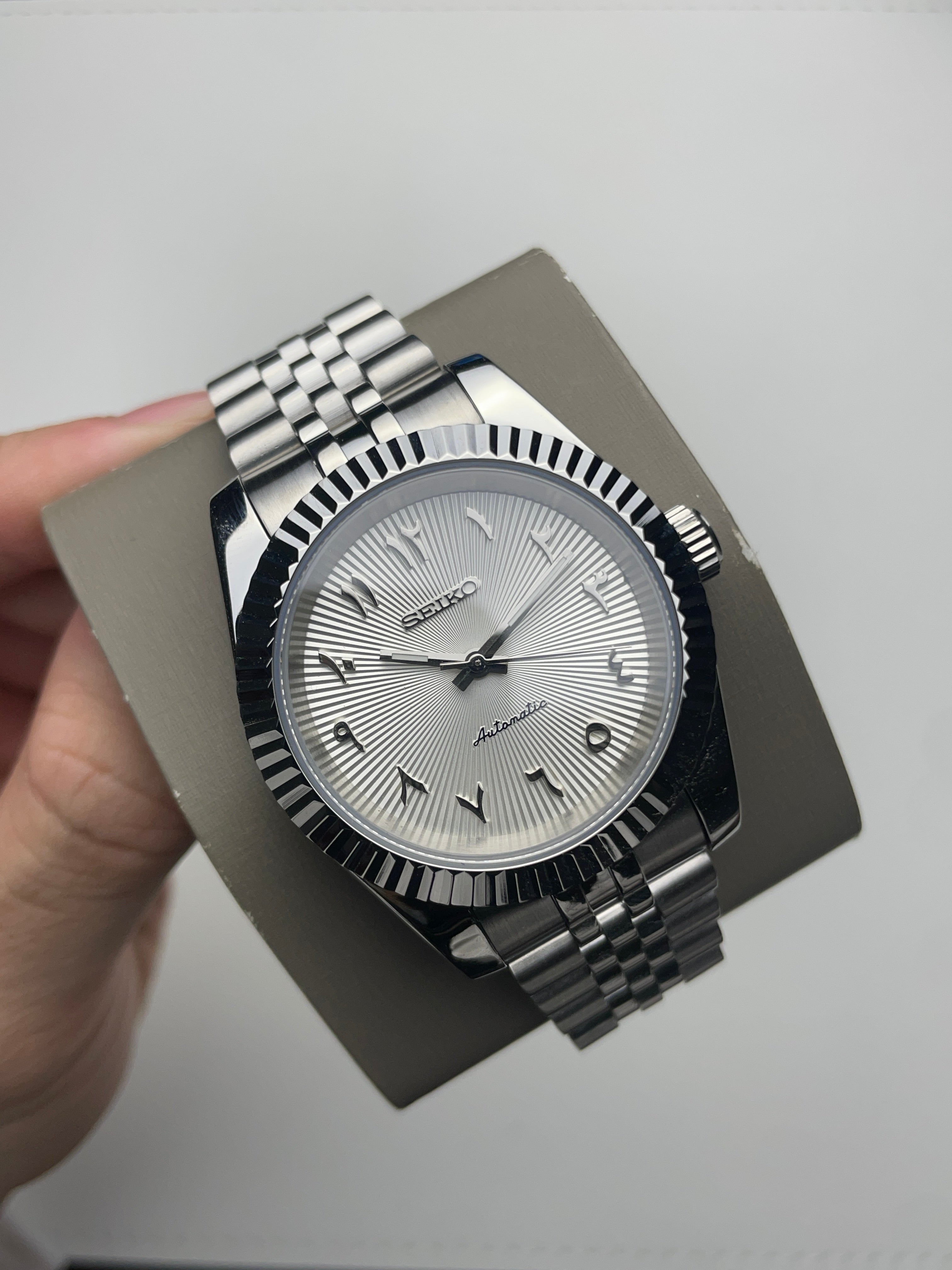 White Arabic Datejust Seiko mod