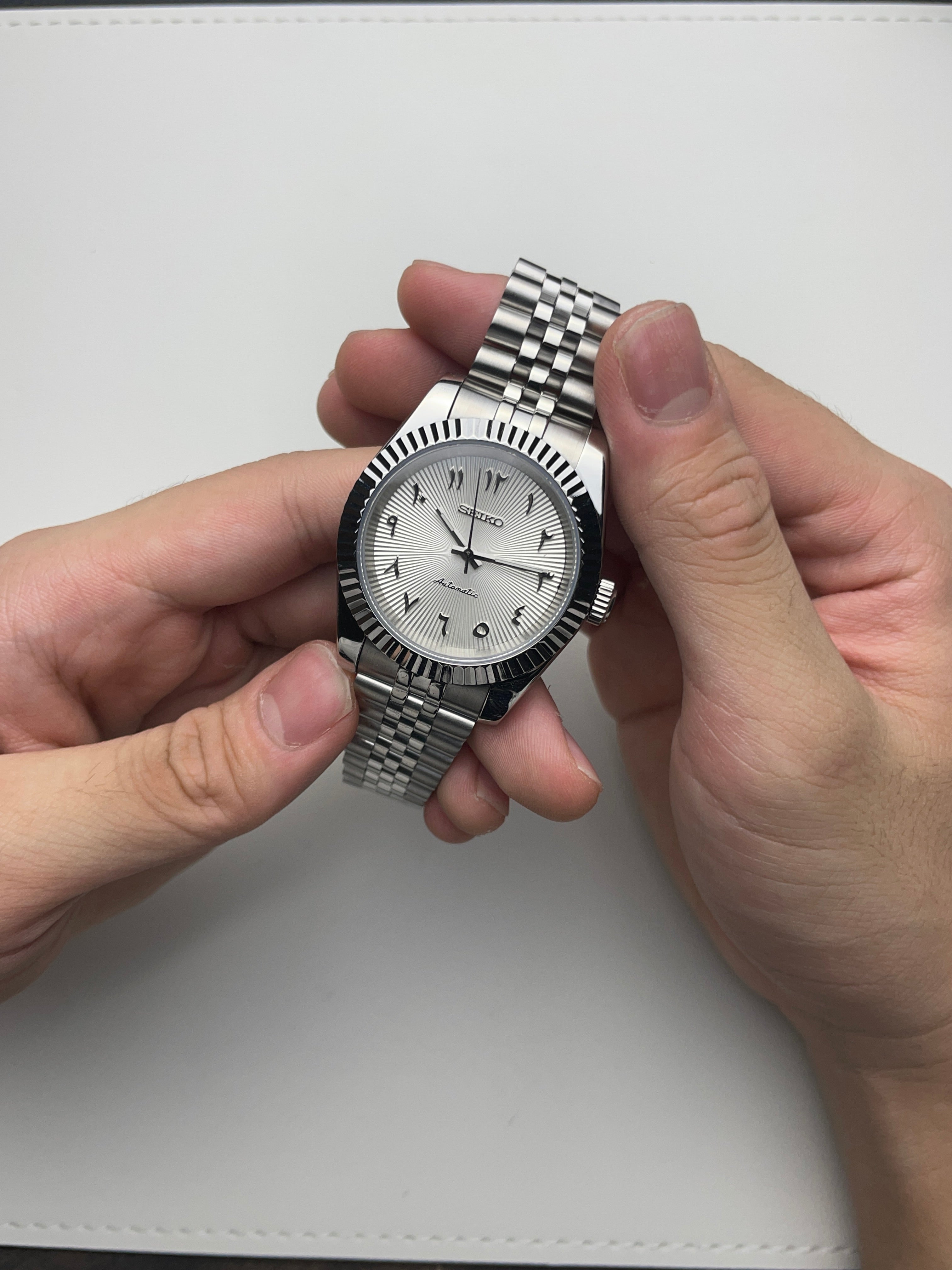 White Arabic Datejust Seiko mod