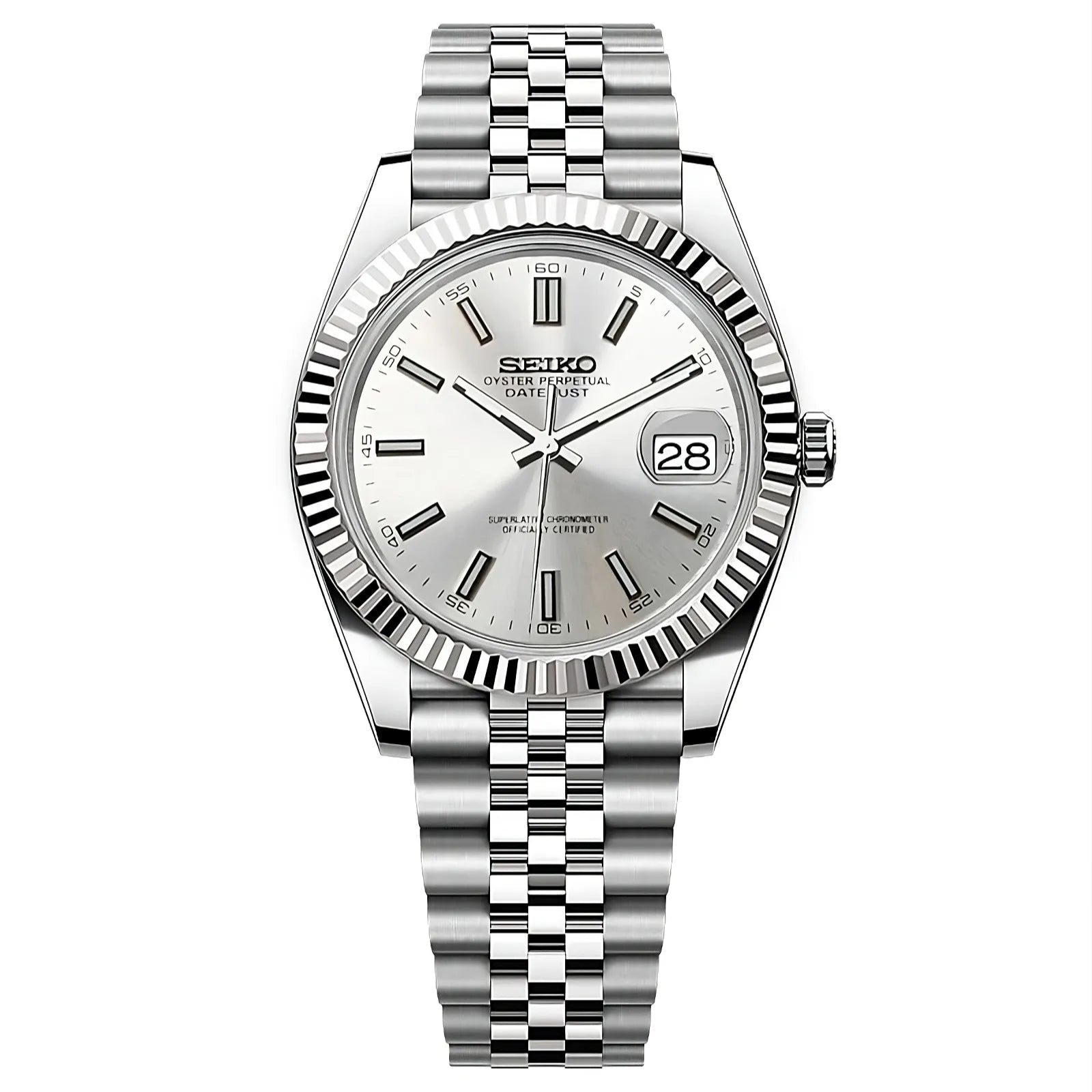 Silver Datejust Seiko mod