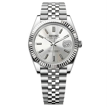 Silver Datejust Seiko mod