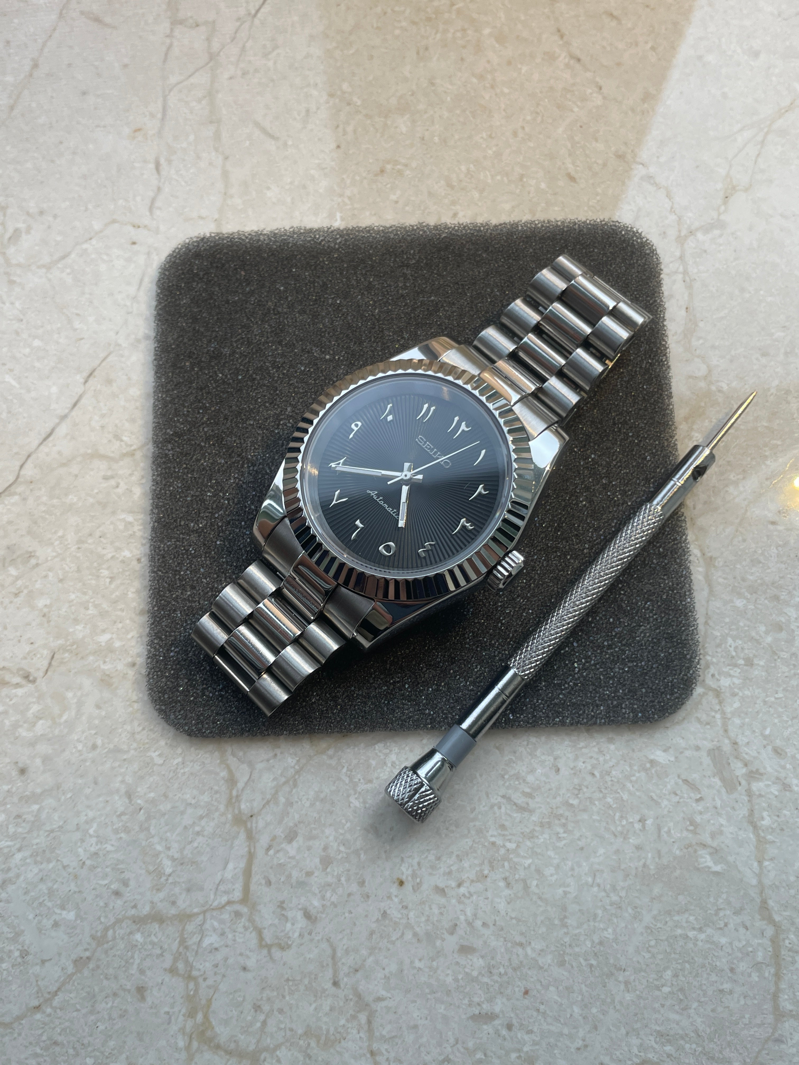 Black Arabic Datejust Seiko mod