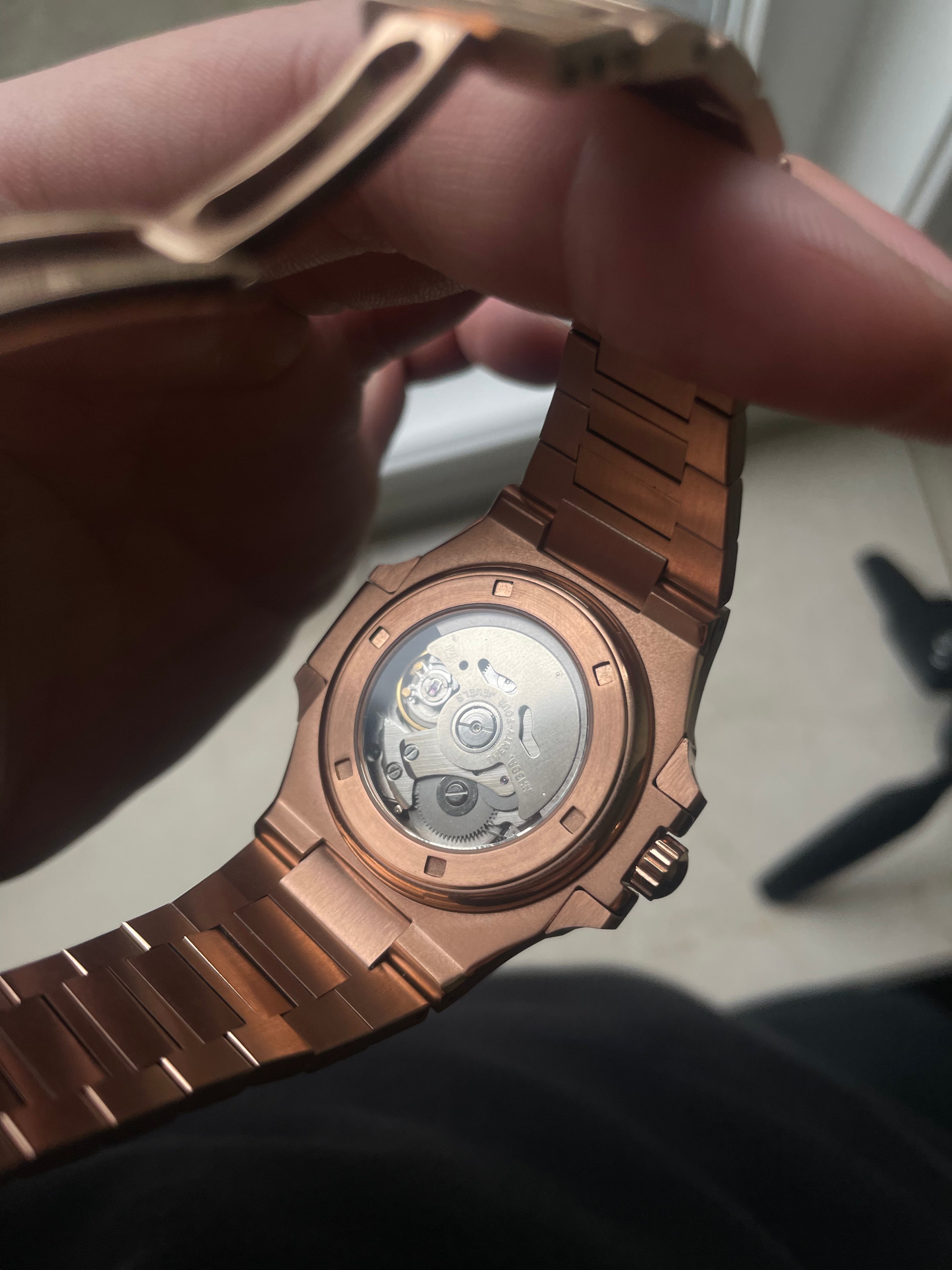 Openheart Rose Gold Nautilus Seiko mod