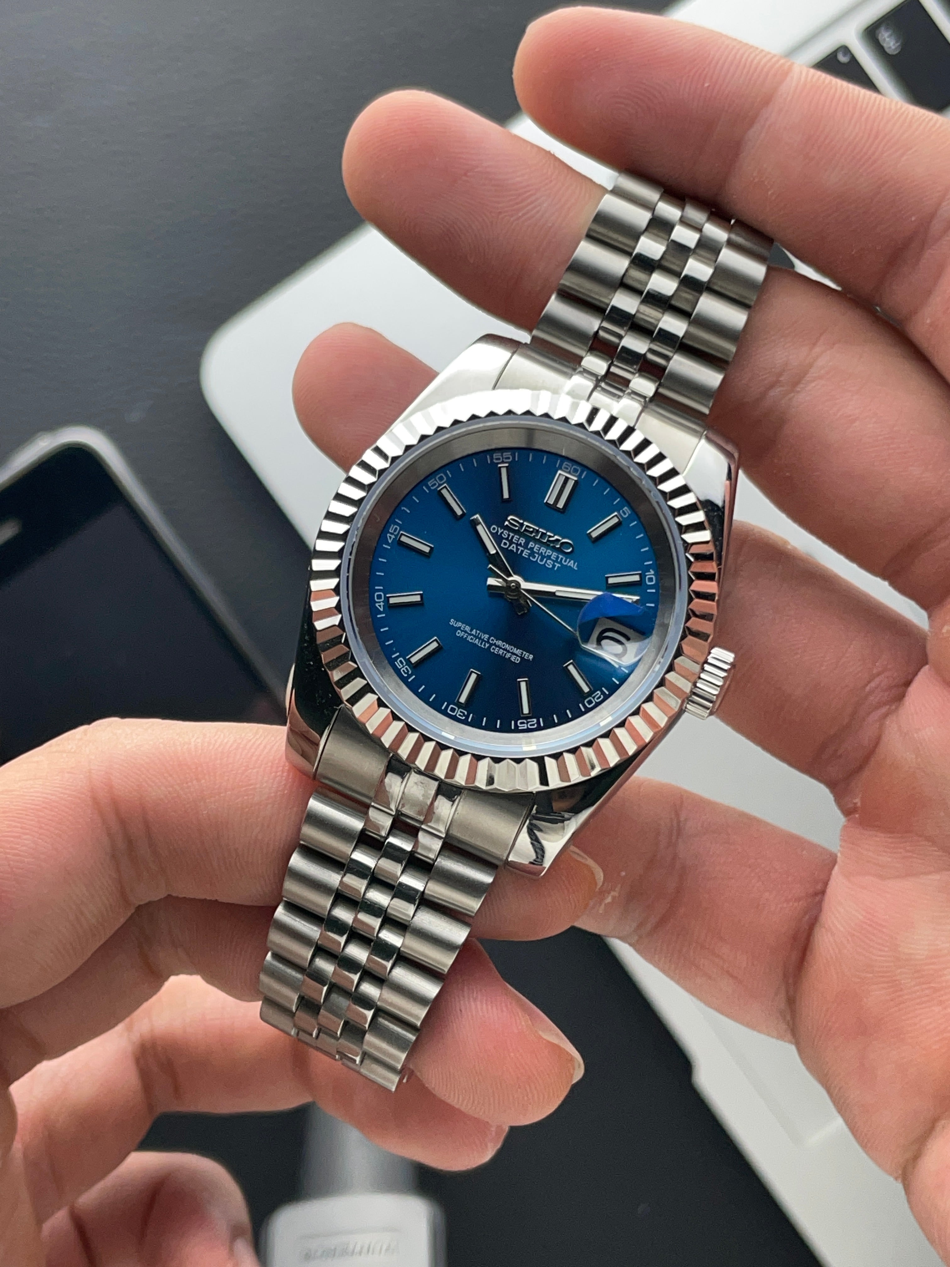 Classic blue Datejust Seiko mod