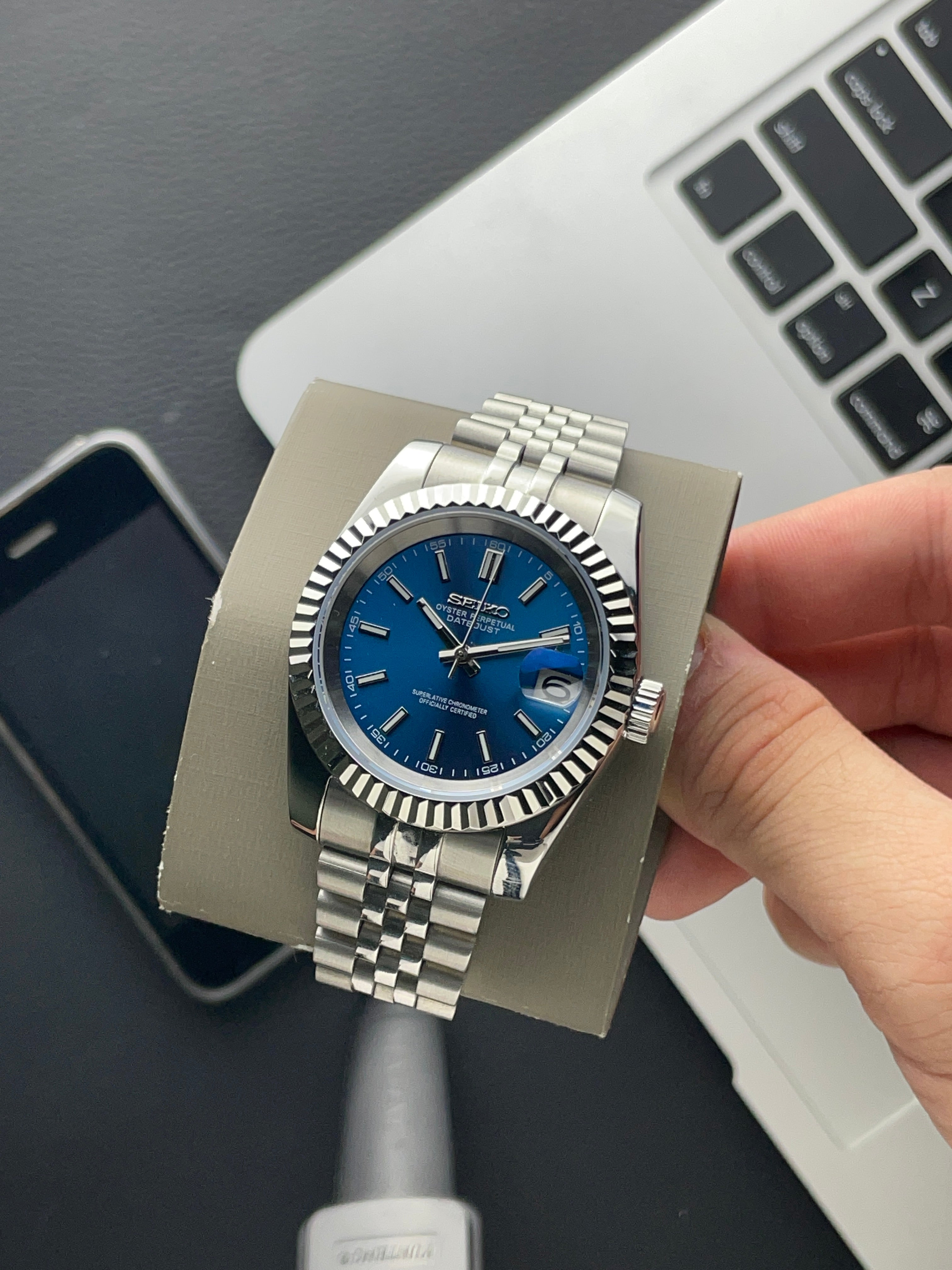 Classic blue Datejust Seiko mod
