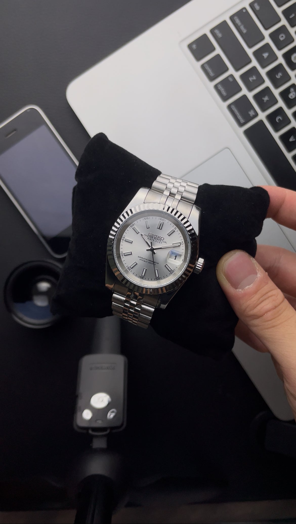 Silver Datejust Seiko mod