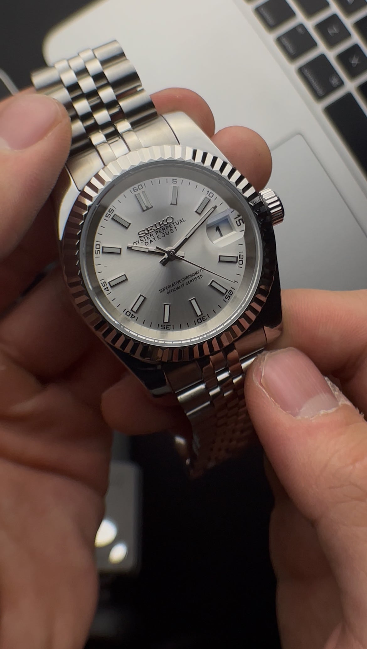 Silver Datejust Seiko mod