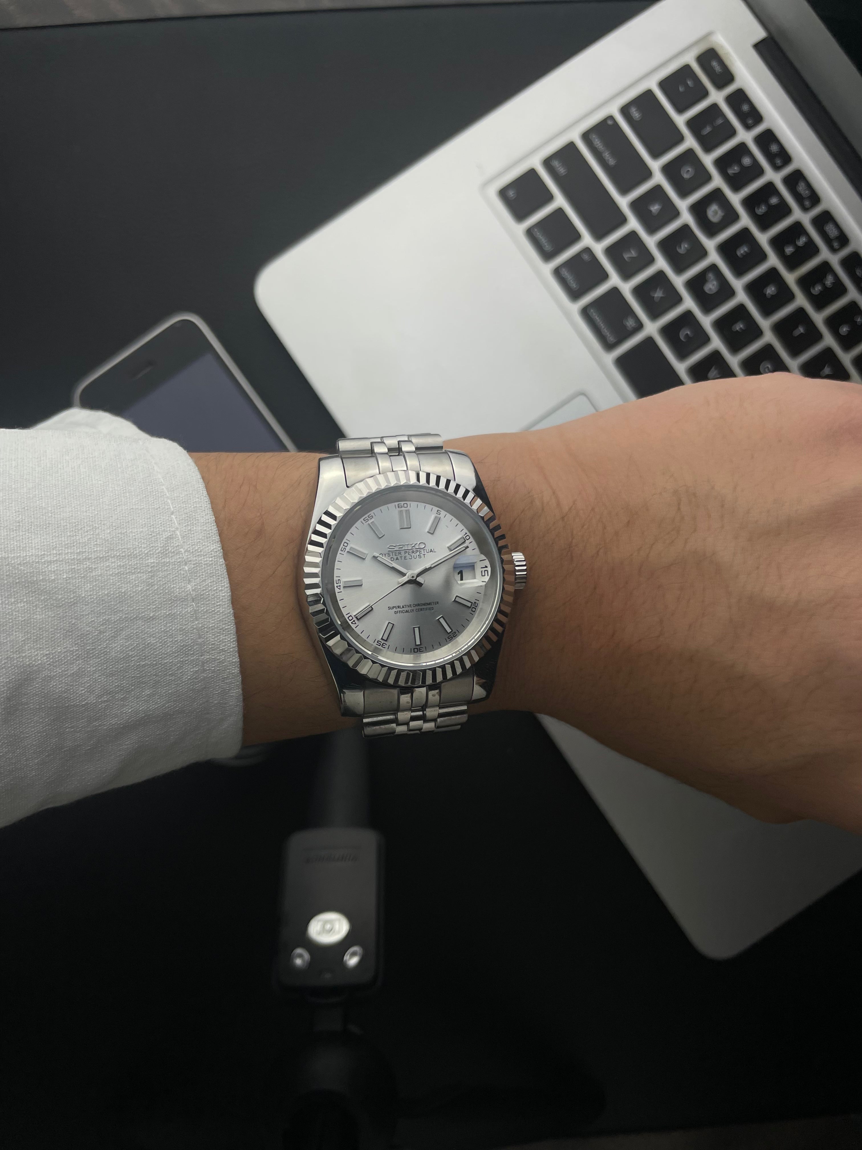 Silver Datejust Seiko mod