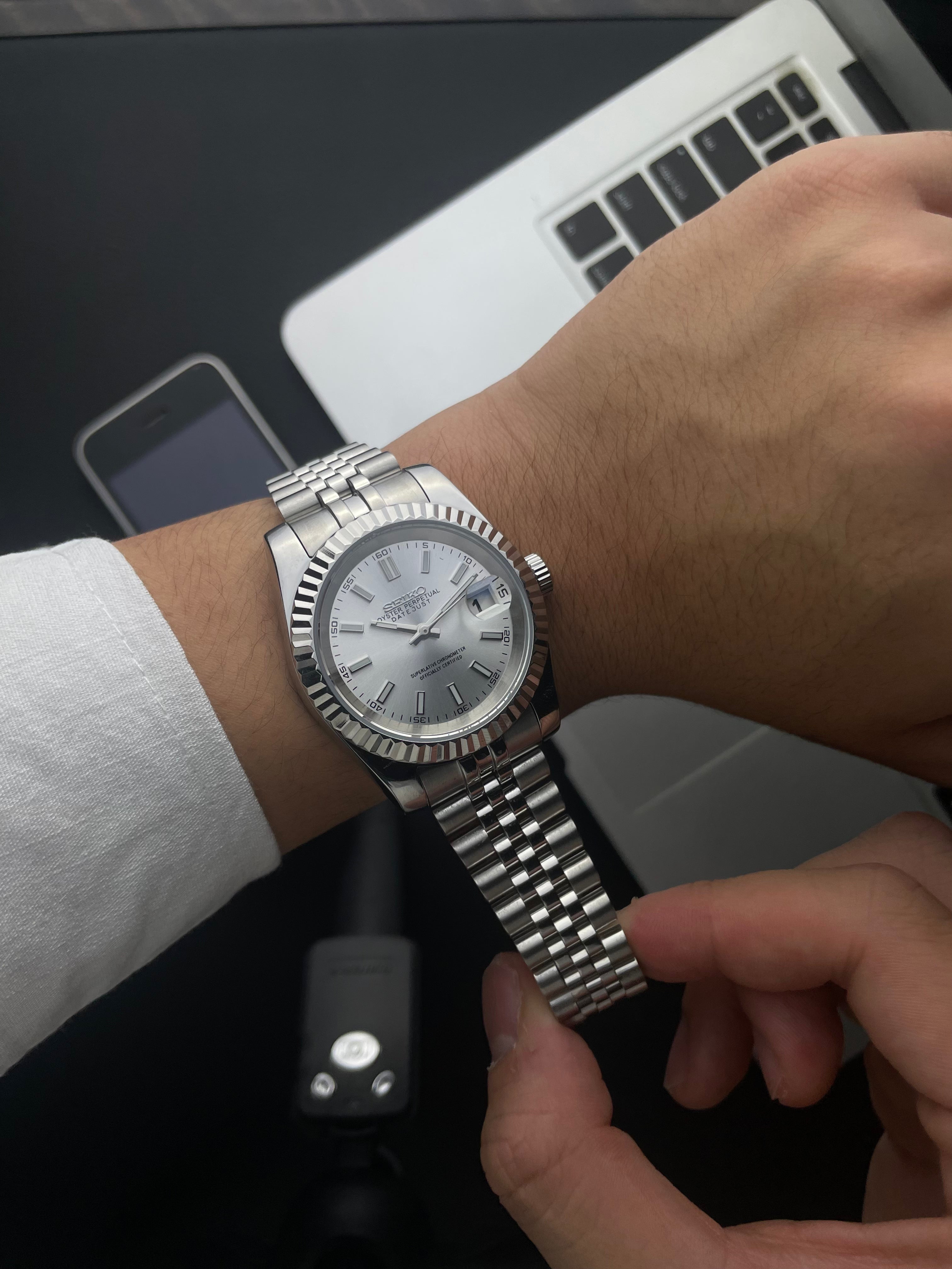 Silver Datejust Seiko mod