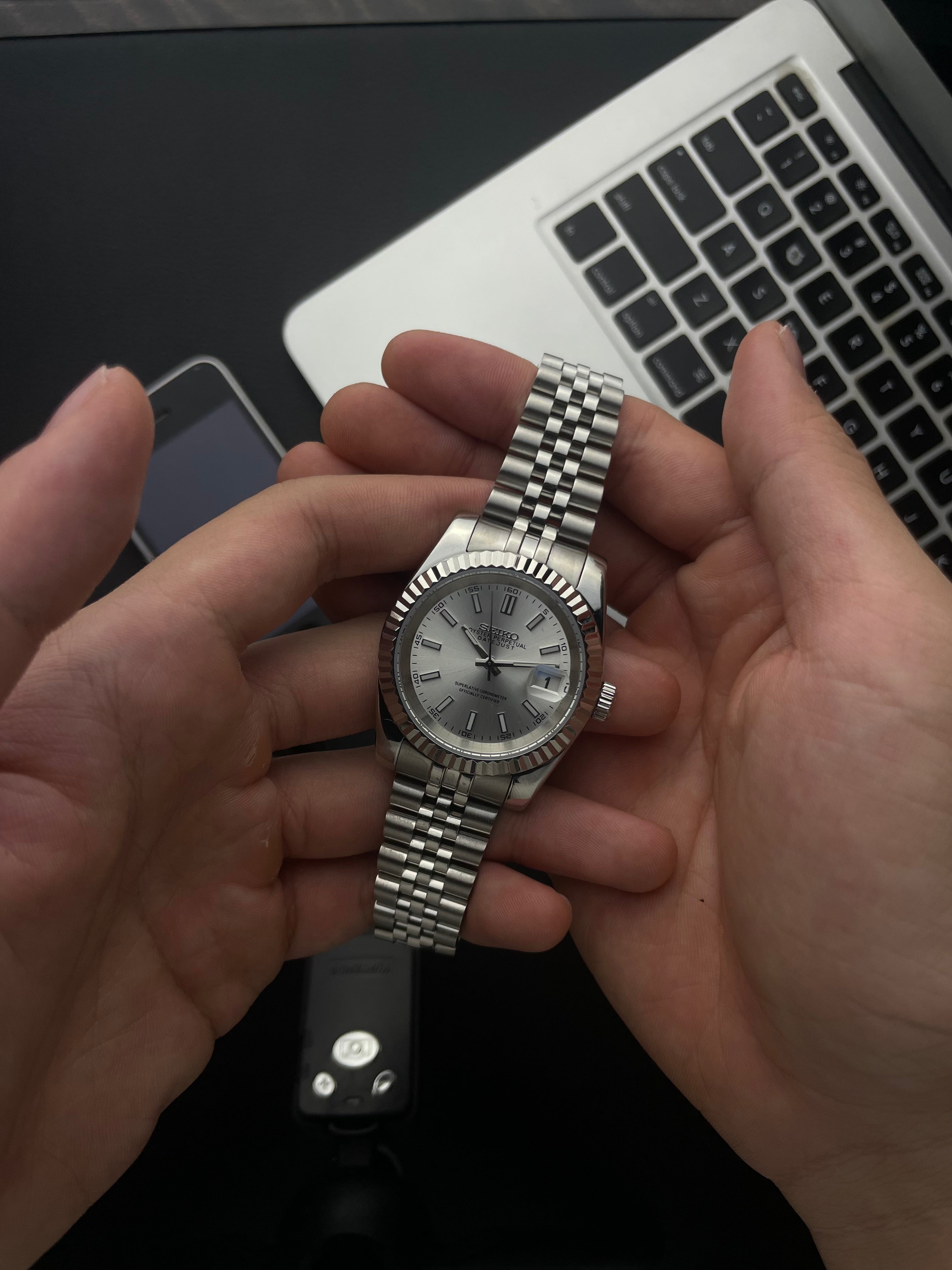 Silver Datejust Seiko mod