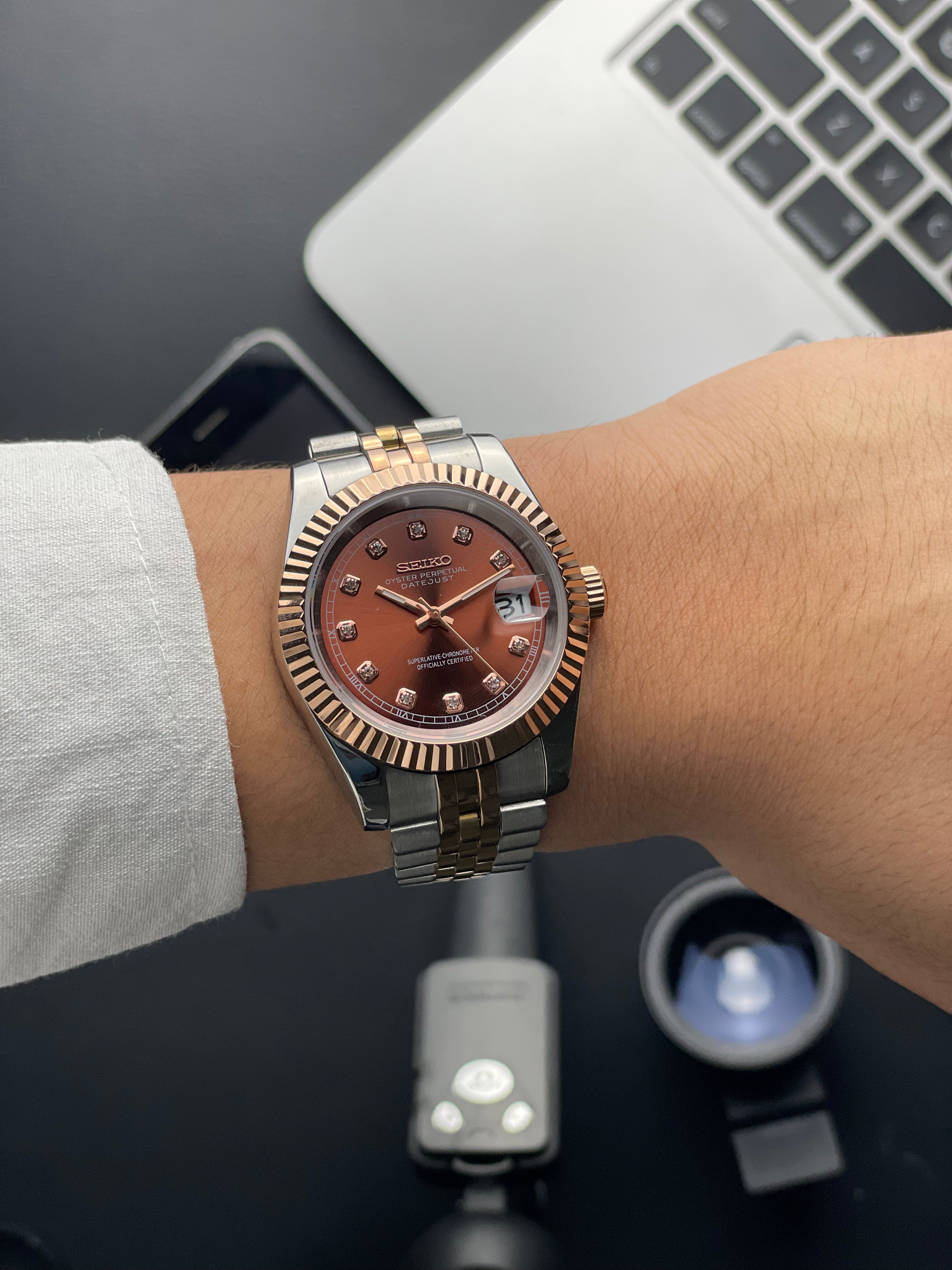 TwoTone rose gold Datejust Seiko mod