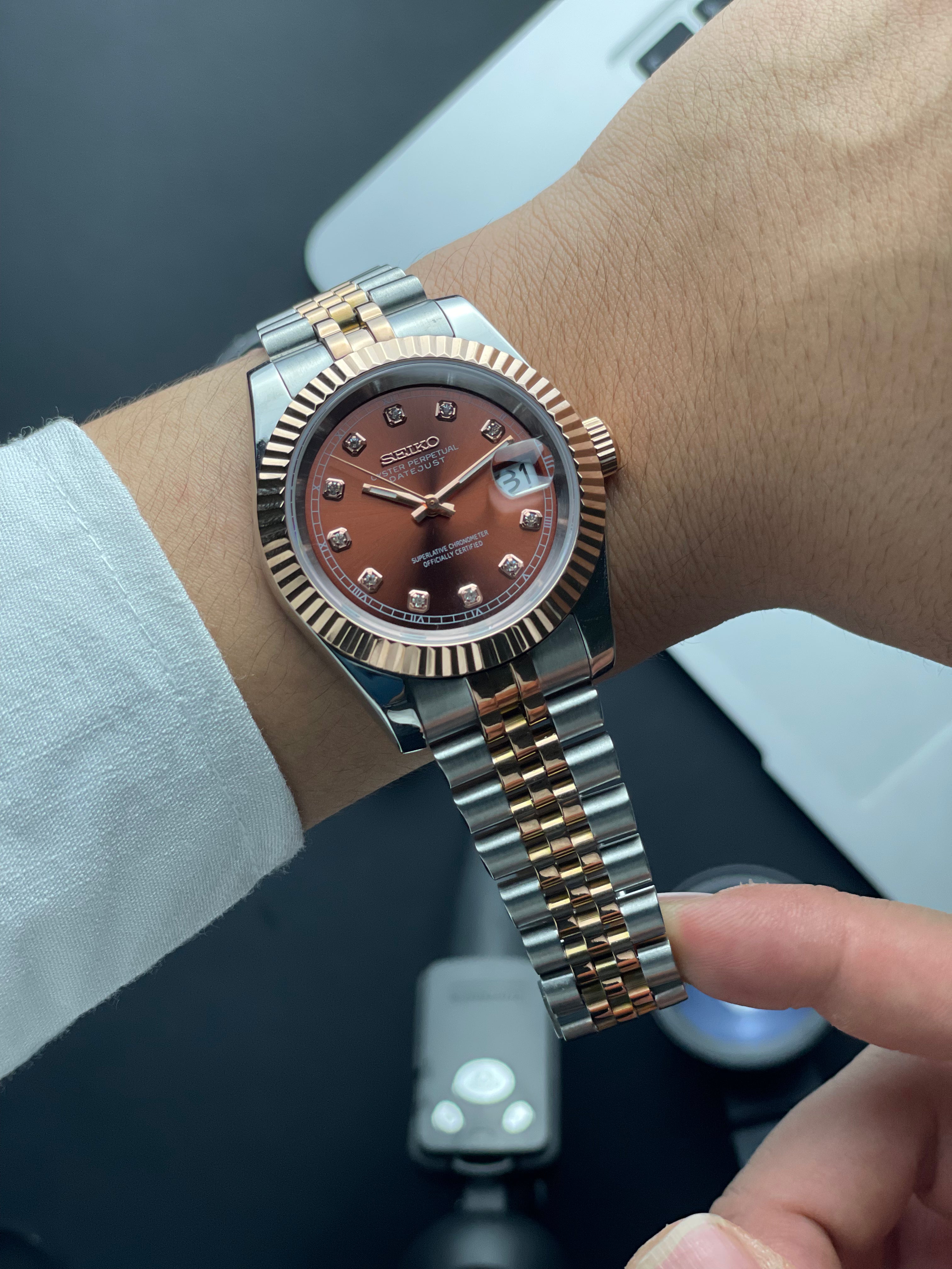 TwoTone rose gold Datejust Seiko mod