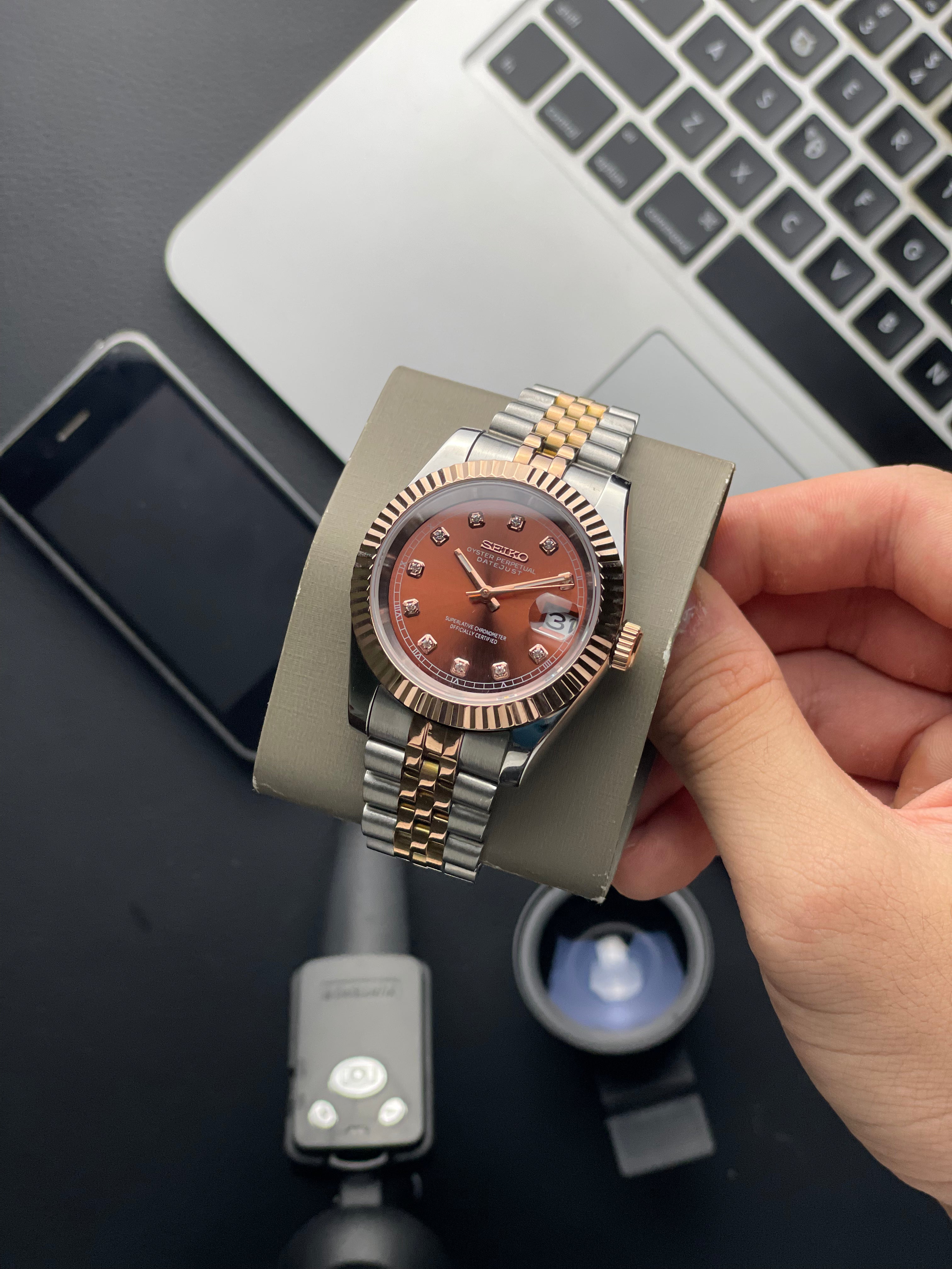 TwoTone rose gold Datejust Seiko mod