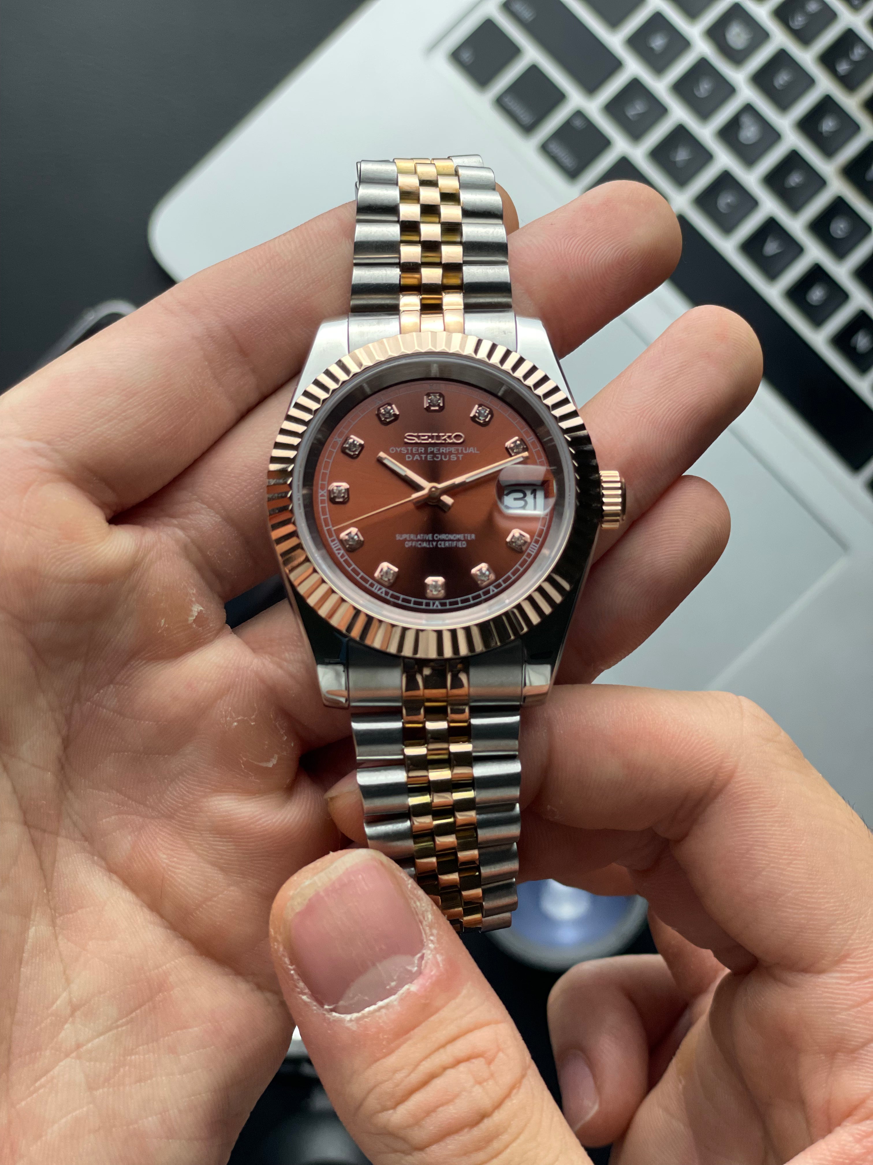 TwoTone rose gold Datejust Seiko mod