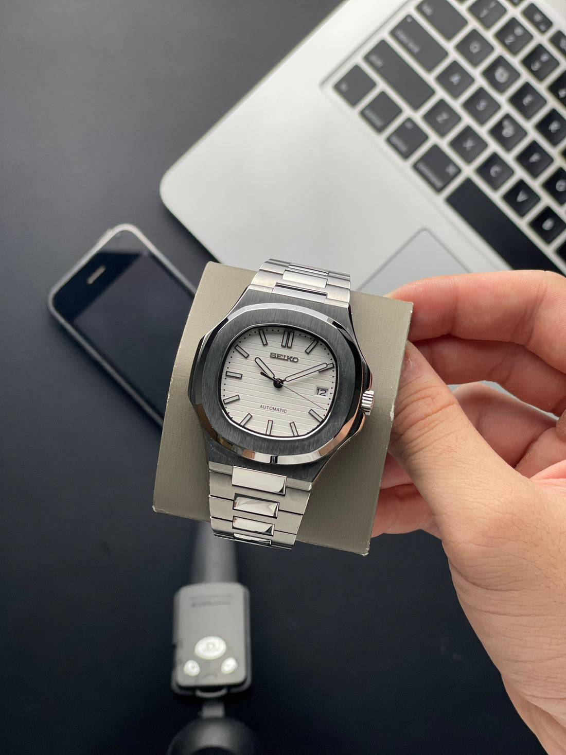 White Nautilus Seiko mod