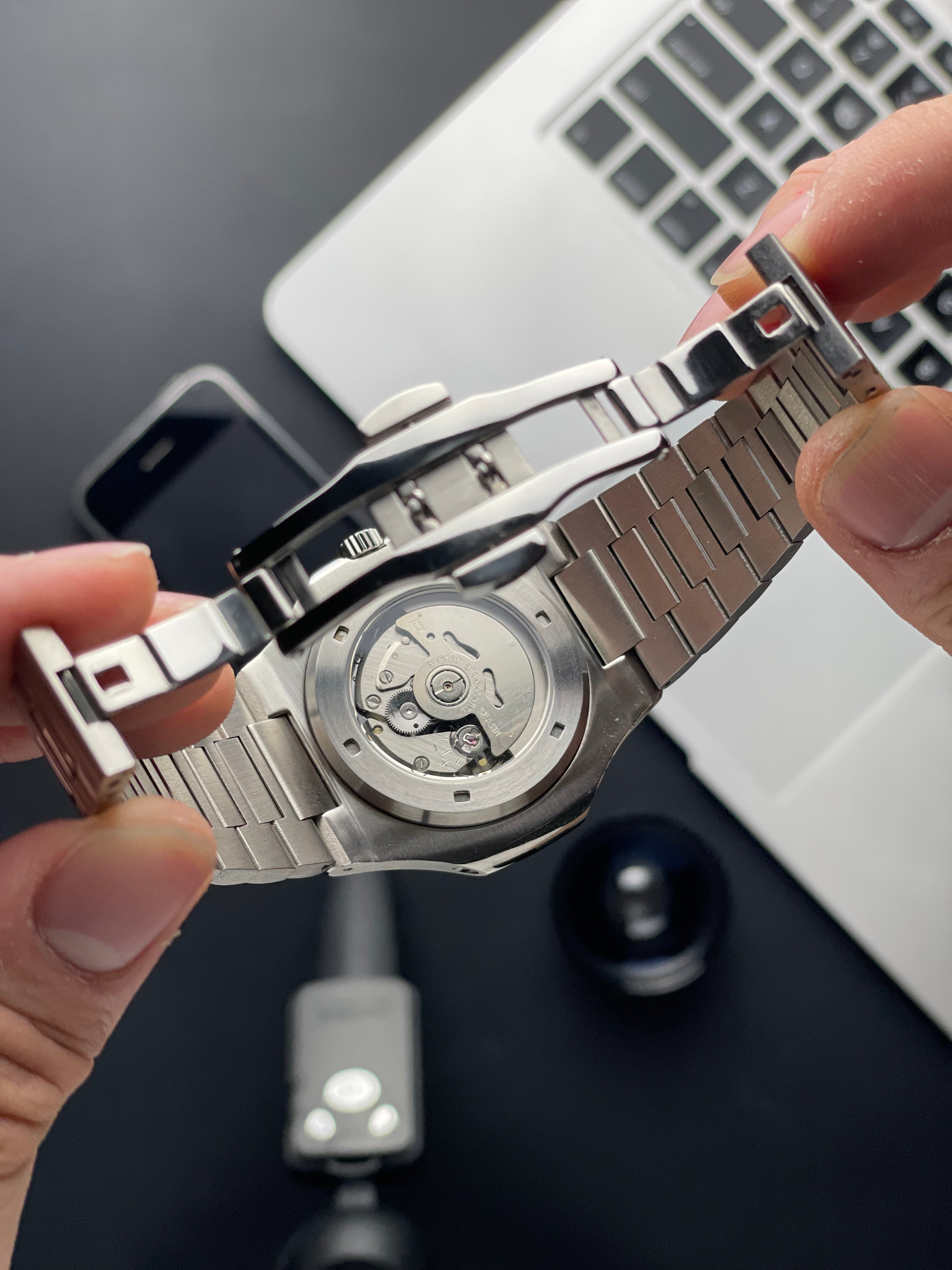 White Nautilus Seiko mod