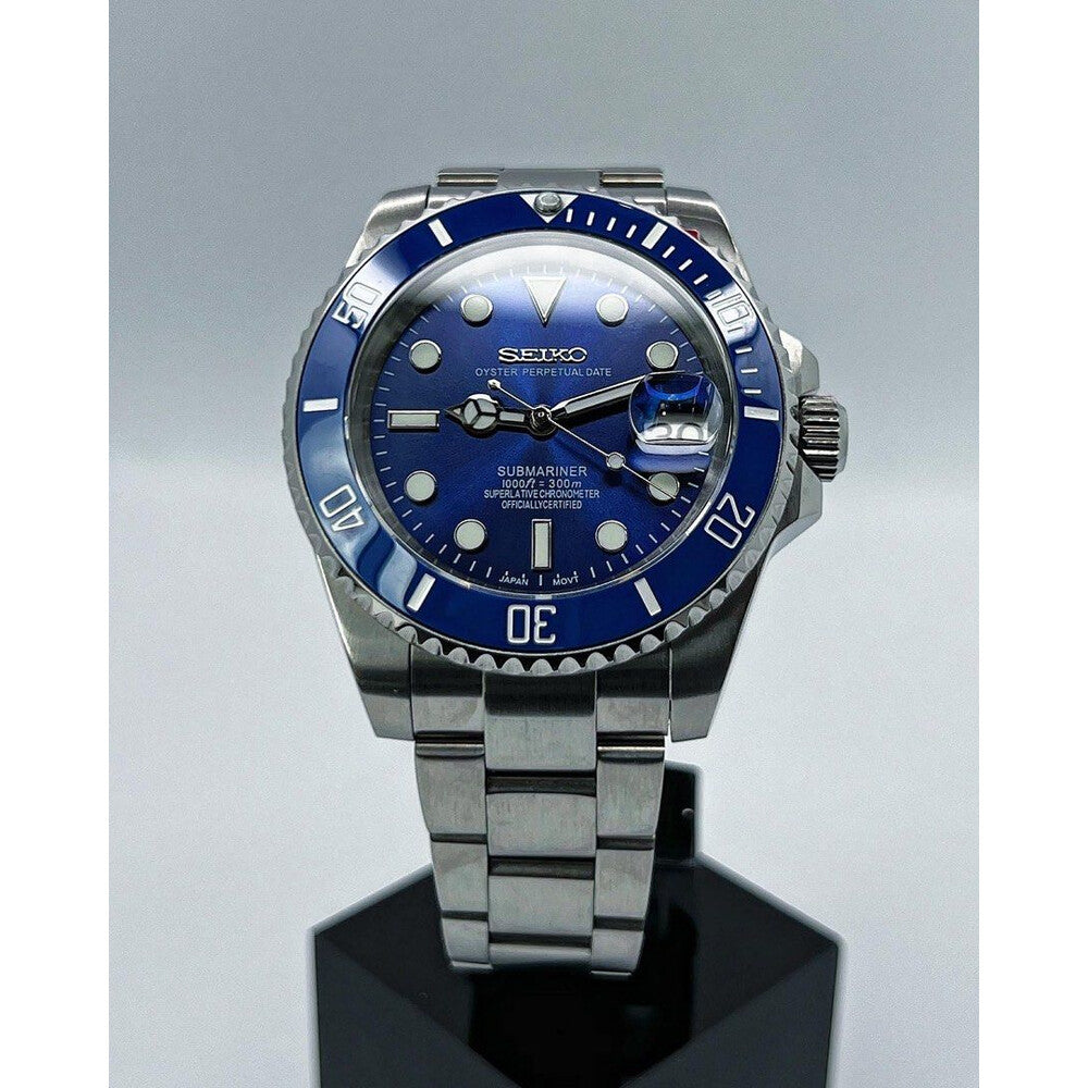 Blue Submariner Seiko mod