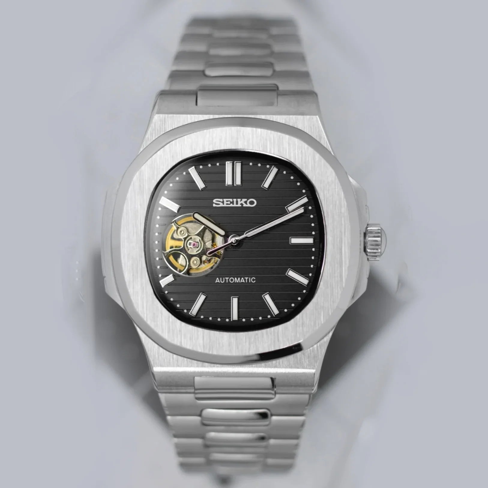 Openheart Black Nautilus Seiko mod