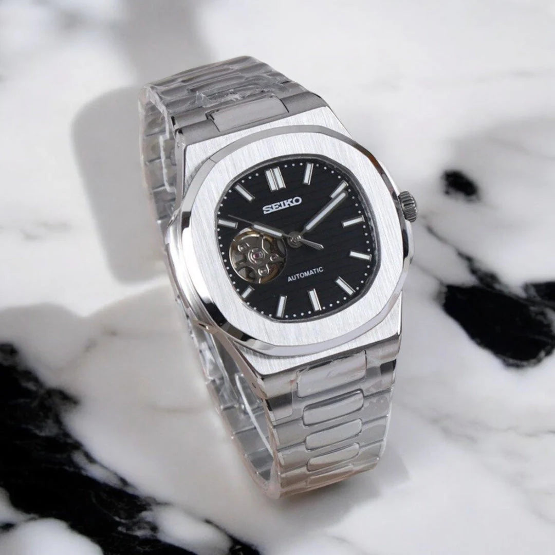 Openheart Black Nautilus Seiko mod