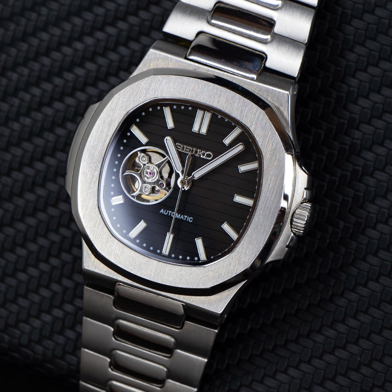 Openheart Black Nautilus Seiko mod