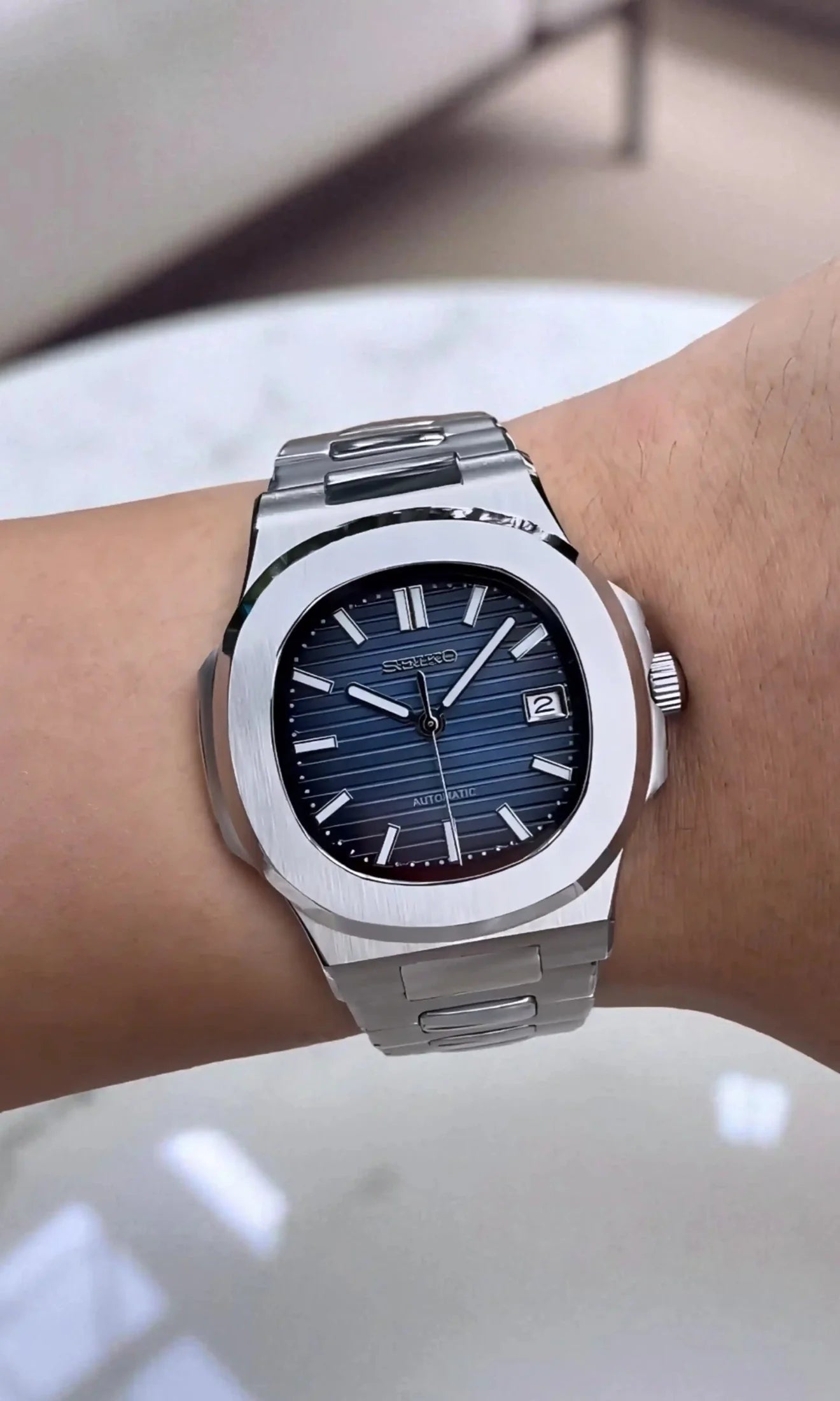 Blue Nautilus Seiko mod